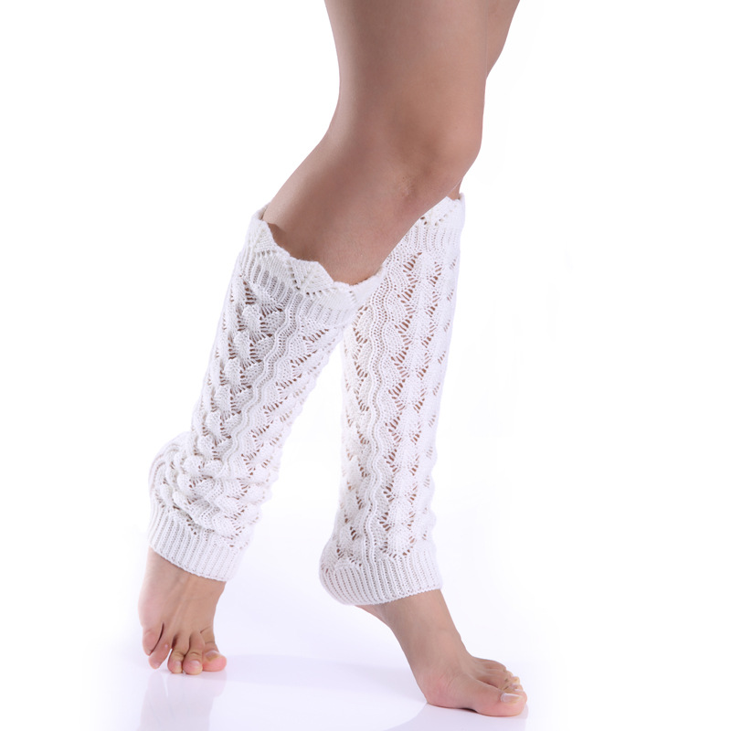 Hollow Imitation Lace Knitted Wool Undulations Leg Cuffs Socks Warm Winter Socks Female Boots